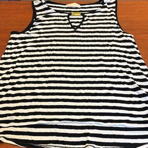 Michael Kors Black and White Striped Sleeveless Tank